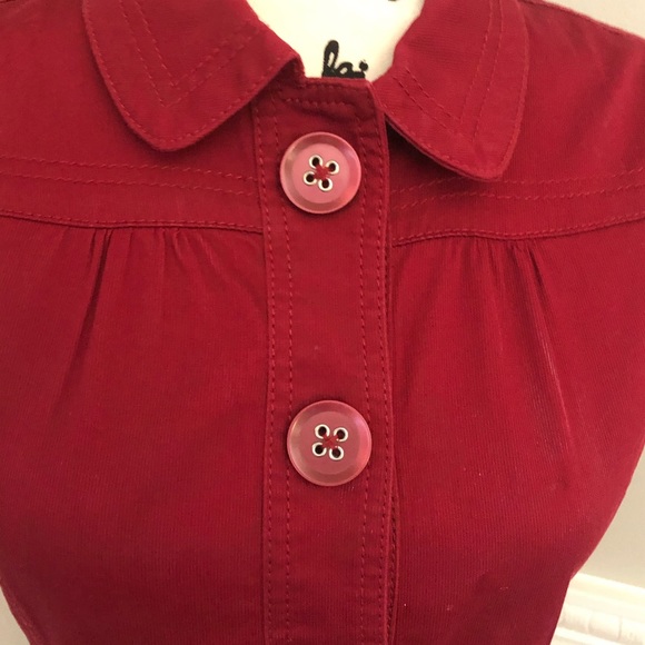 Loft Red Button Up Fitted Short Sleeve Jacket - Picture 2 of 5